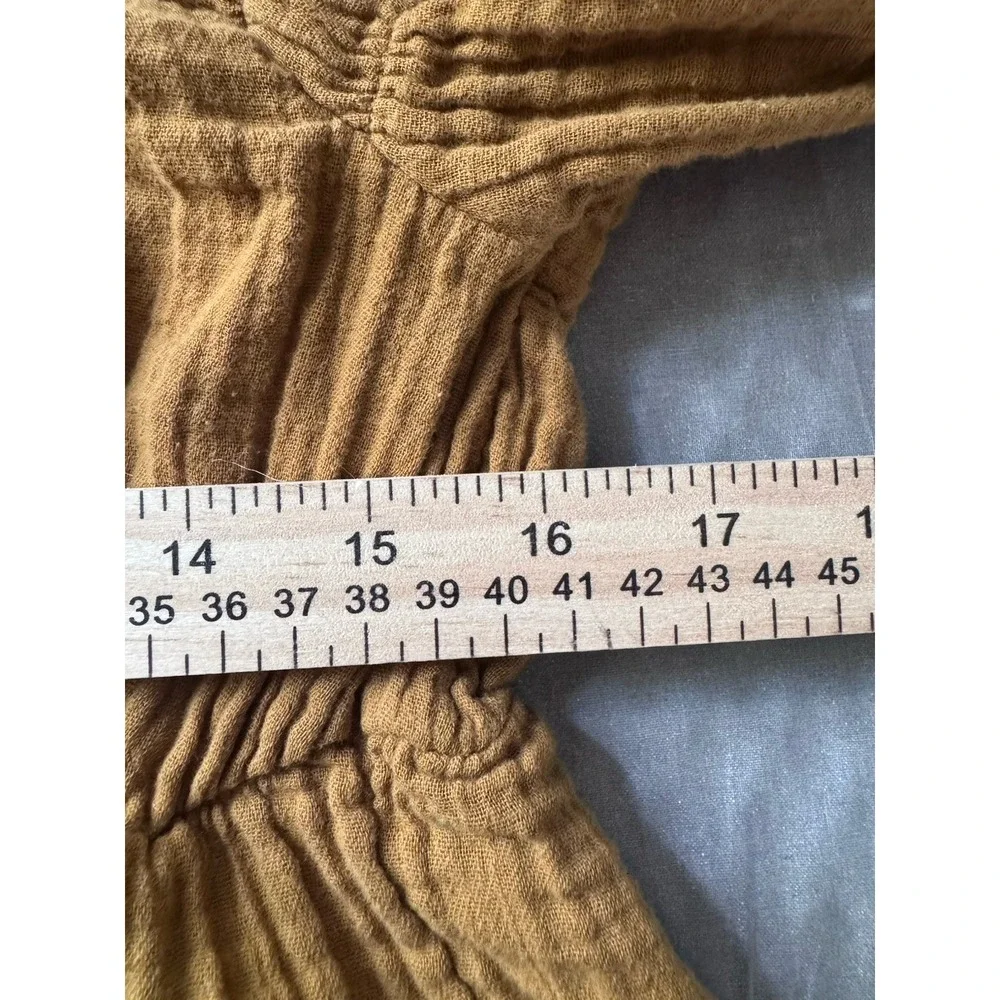 Old Navy 100% Cotton Gauze Peasant‎ Top Gold Mustard Off Shoulder Boho L